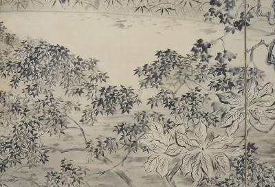 Japanese Six Panel Screen Into the Woods