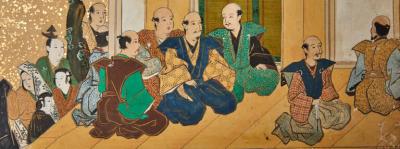 Japanese Six Panel Screen Inuoumono Dog Chase 