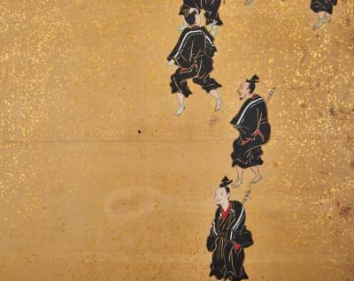 Japanese Six Panel Screen Inuoumono Dog Chase 