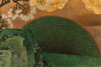 Japanese Six Panel Screen Japanese Manicured Garden Landscape