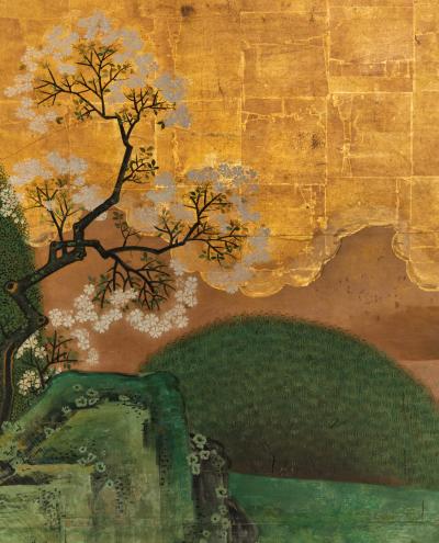 Japanese Six Panel Screen Japanese Manicured Garden Landscape