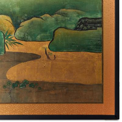 Japanese Six Panel Screen Japanese Manicured Garden Landscape