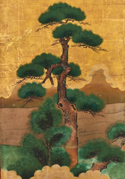 Japanese Six Panel Screen Japanese Manicured Garden Landscape