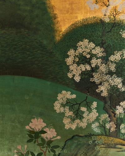 Japanese Six Panel Screen Japanese Manicured Garden Landscape