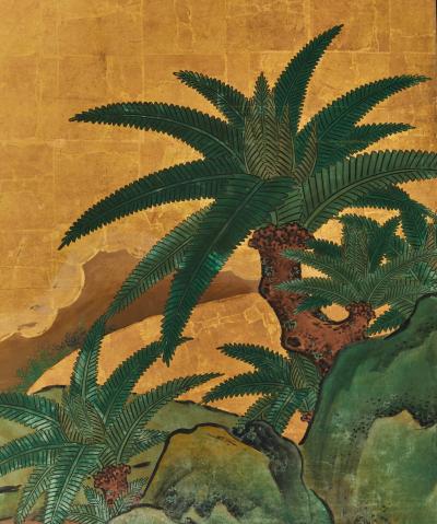 Japanese Six Panel Screen Japanese Manicured Garden Landscape