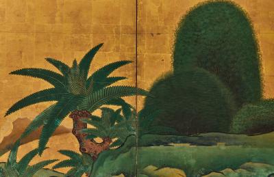 Japanese Six Panel Screen Japanese Manicured Garden Landscape