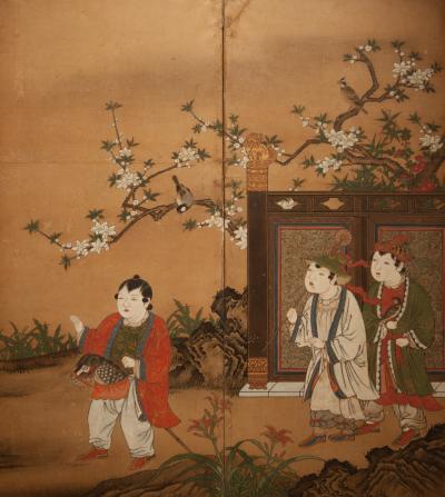 Japanese Six Panel Screen Karako Chinese Children 