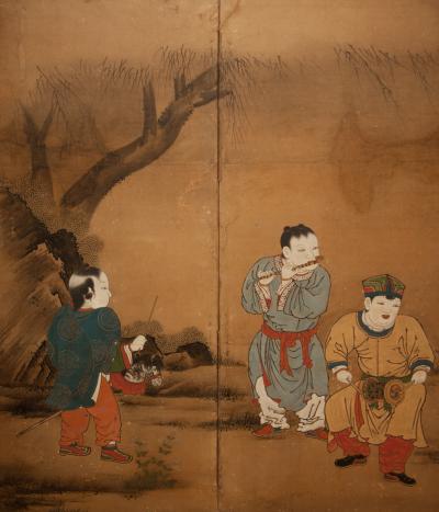 Japanese Six Panel Screen Karako Chinese Children 