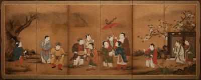 Japanese Six Panel Screen Karako Chinese Children 