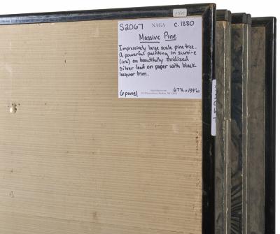 Japanese Six Panel Screen Massive Pine