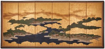 Japanese Six Panel Screen Matsushima Pine Tree Island 