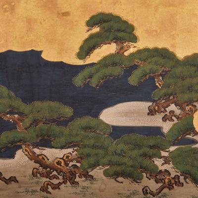 Japanese Six Panel Screen Matsushima Pine Tree Island