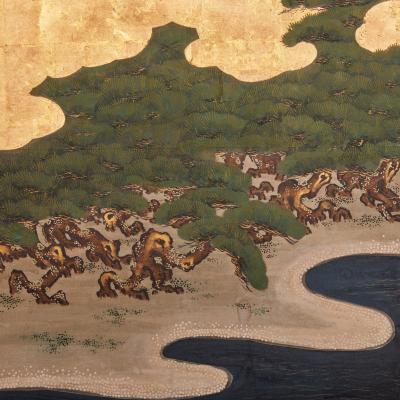 Japanese Six Panel Screen Matsushima Pine Tree Island