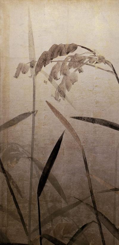 Japanese Six Panel Screen Moon Rising Over the Plains of Musashino