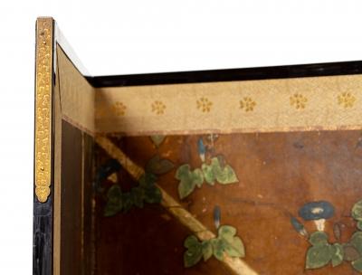 Japanese Six Panel Screen Morning Glories on a Bamboo Arbor