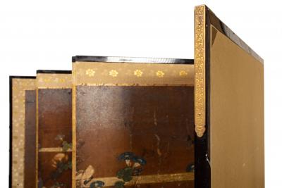 Japanese Six Panel Screen Morning Glories on a Bamboo Arbor