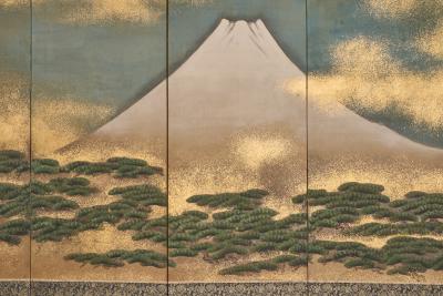 Japanese Six Panel Screen Mount Fuji and Pine