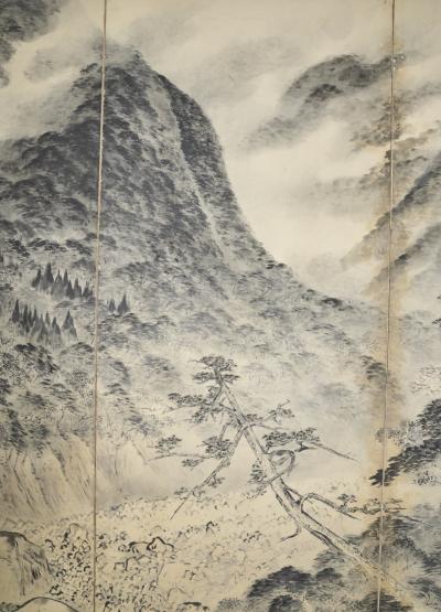 Japanese Six Panel Screen Mountains in the Mist