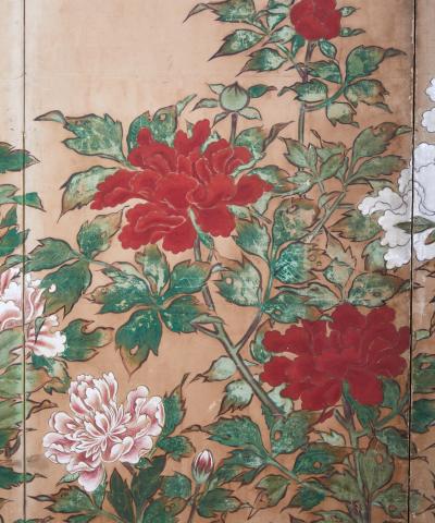 Japanese Six Panel Screen Peonies