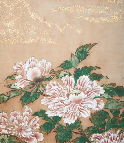 Japanese Six Panel Screen Peonies
