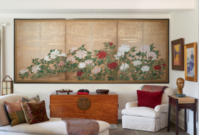 Japanese Six Panel Screen Peonies