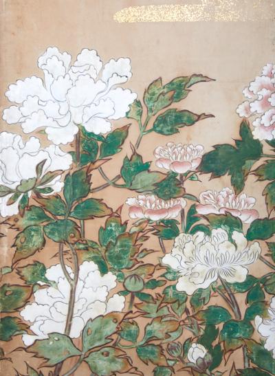 Japanese Six Panel Screen Peonies