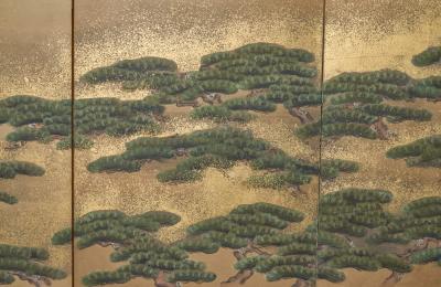 Japanese Six Panel Screen Pine Trees in the Mist