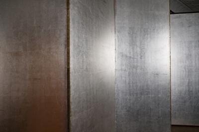 Japanese Six Panel Screen Plain Silver Leaf on Paper