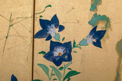 Japanese Six Panel Screen Red Maple Chrysanthemum