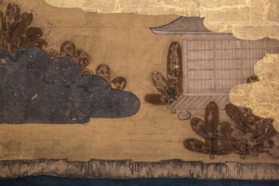 Japanese Six Panel Screen River Landscape