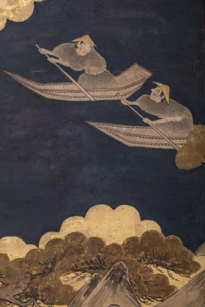 Japanese Six Panel Screen River Landscape