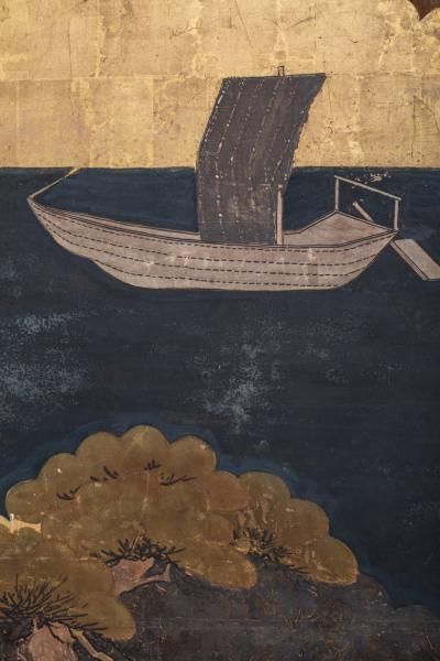 Japanese Six Panel Screen River Landscape