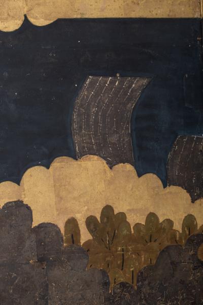 Japanese Six Panel Screen River Landscape