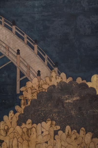 Japanese Six Panel Screen River Landscape