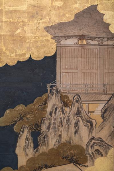 Japanese Six Panel Screen River Landscape