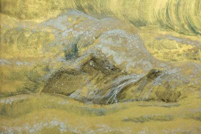 Japanese Six Panel Screen Rocks and Waves in a Coastal Landscape