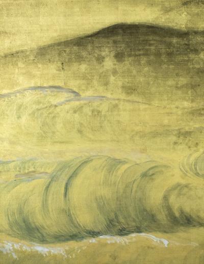 Japanese Six Panel Screen Rocks and Waves in a Coastal Landscape