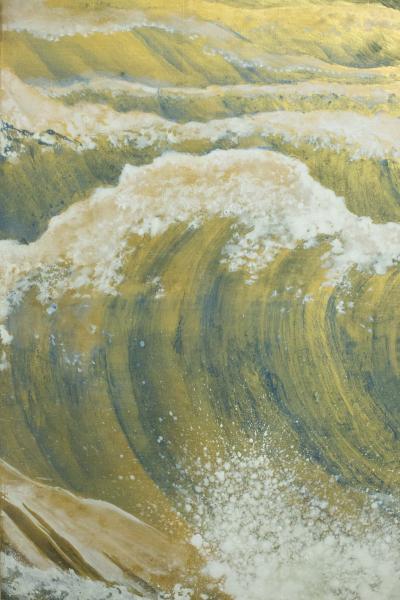 Japanese Six Panel Screen Rocks and Waves in a Coastal Landscape