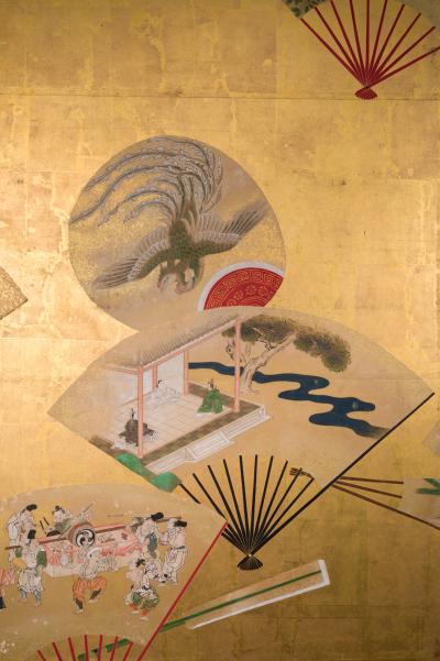Japanese Six Panel Screen Scattered Fans