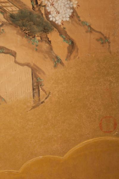 Japanese Six Panel Screen Scene from the Tale of Genji