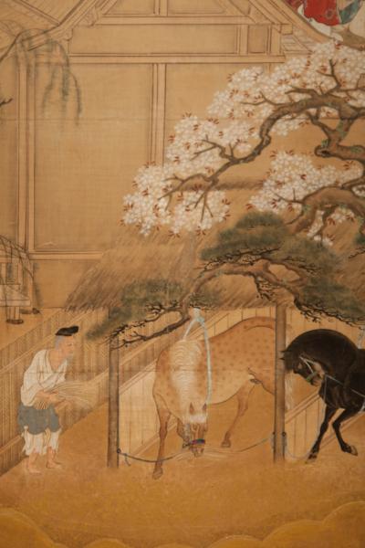 Japanese Six Panel Screen Scene from the Tale of Genji
