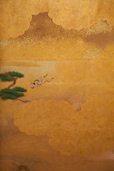 Japanese Six Panel Screen Scenes from the Tale of Genji