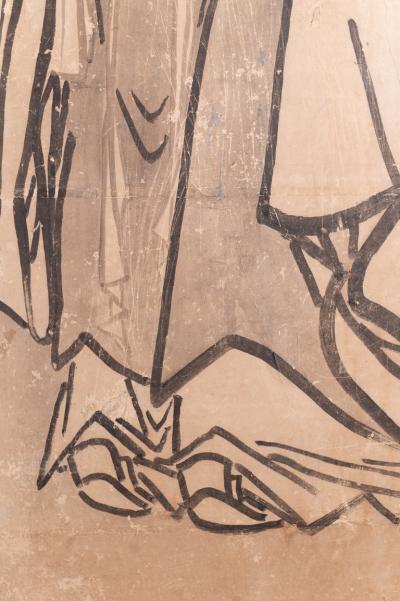 Japanese Six Panel Screen Scholars in a Bamboo Forest