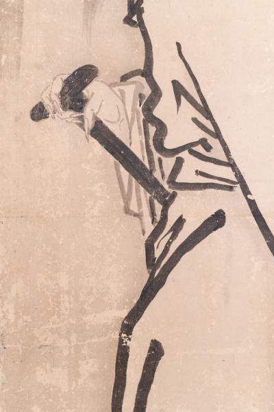 Japanese Six Panel Screen Scholars in a Bamboo Forest