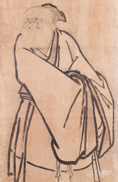 Japanese Six Panel Screen Scholars in a Bamboo Forest