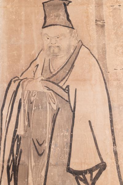 Japanese Six Panel Screen Scholars in a Bamboo Forest