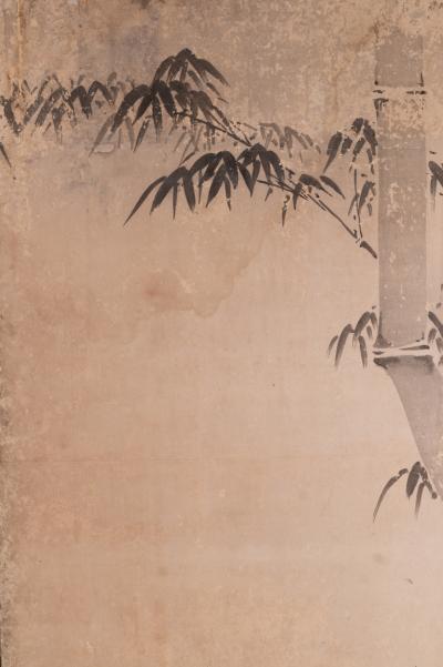 Japanese Six Panel Screen Scholars in a Bamboo Forest