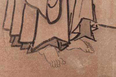 Japanese Six Panel Screen Scholars in a Bamboo Forest