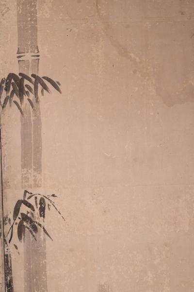 Japanese Six Panel Screen Scholars in a Bamboo Forest