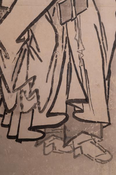 Japanese Six Panel Screen Scholars in a Bamboo Forest